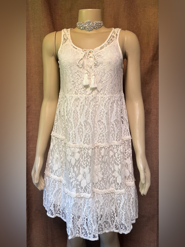 Taylor & Sage White Lace Overlay Dress